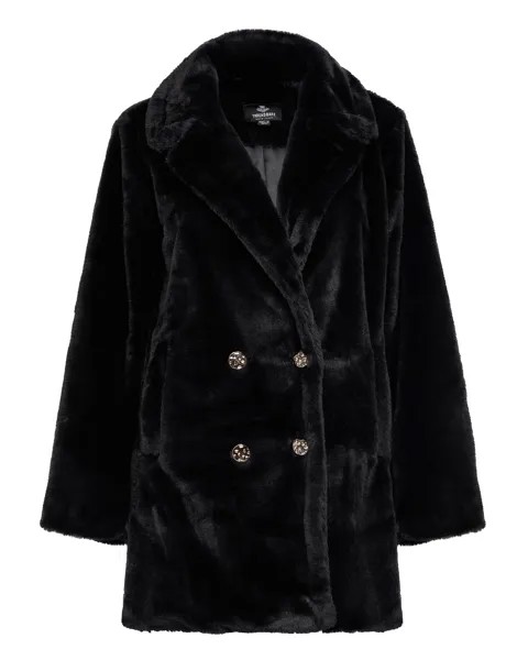 Пуховик Threadbare Wollmantel THB Furry Fur Coat, черный