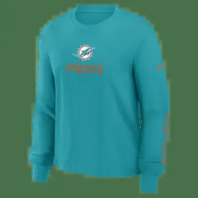 Лонгслив Nike Miami Dolphins Boxy, цвет Aqua