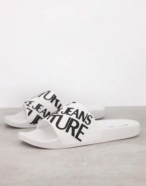 Белые шлепанцы с логотипом Versace Jeans Couture-Белый