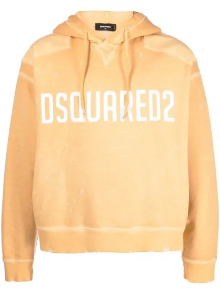 Худи с кулиской и логотипом Dsquared2, желтый