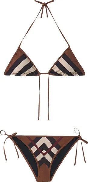 Бикини Burberry Chevron Check Stretch Triangle Bikini 'Dark Birch Brown', коричневый