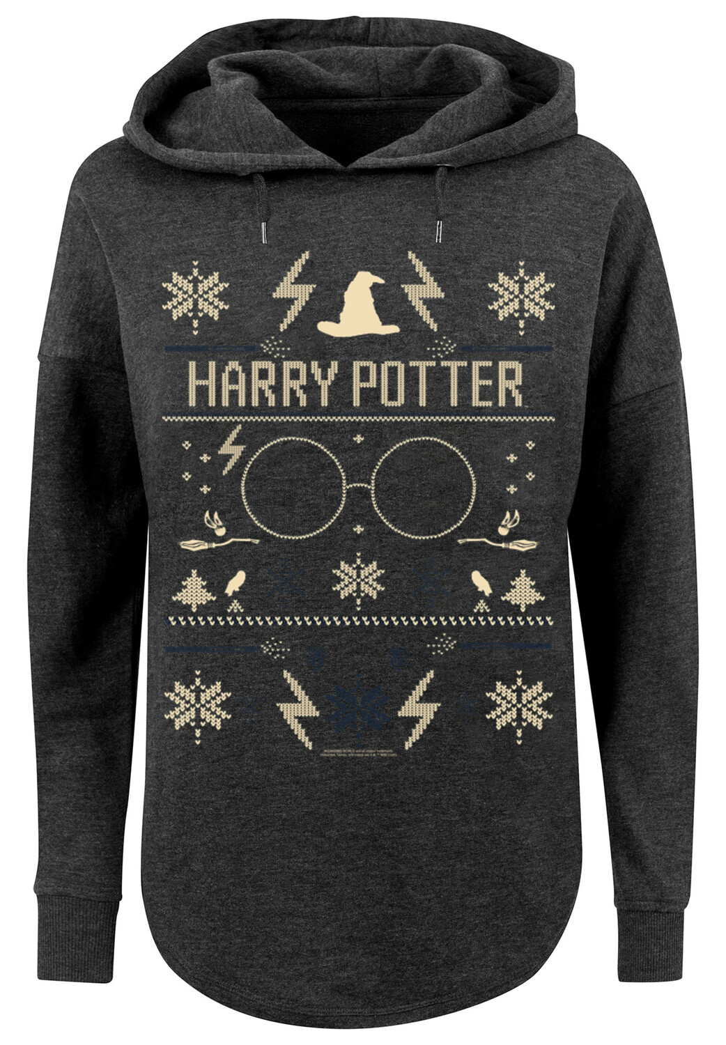 Свитер F4NT4STIC Oversized Hoodie Harry Potter Christmas Weihnachten, цвет charcoal