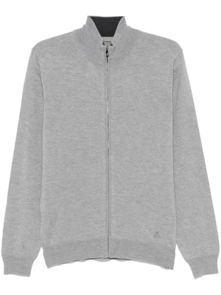 Corneliani кардиган с вышитым логотипом, серый