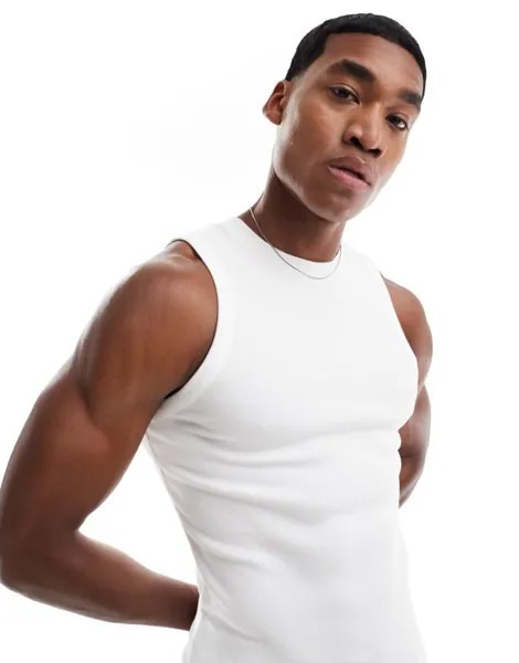 Белая майка в рубчик ASOS DESIGN