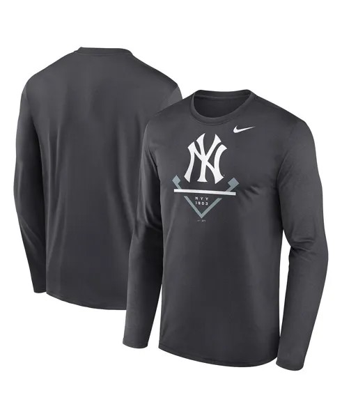 Мужская антрацитовая футболка с длинным рукавом New York Yankees Icon Legend Performance Nike