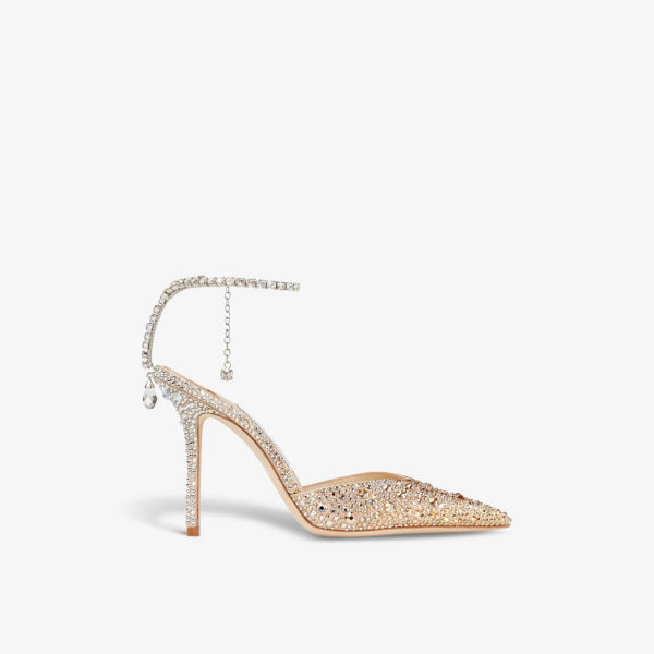 Saeda 100 атласные туфли на каблуке, украшенные кристаллами Jimmy Choo, желтый