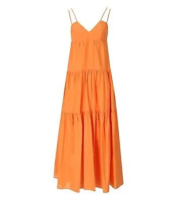 Оранжевое длинное льняное платье Weili Zheng для женщин