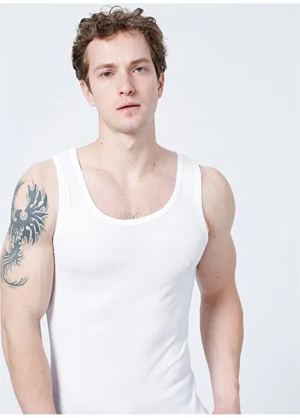 Однотонная белая мужская майка Slim Fit 100TDNATL007002L The Don, белый