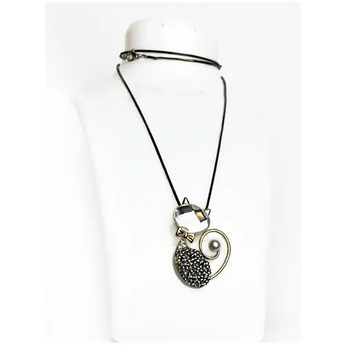 Колье Fashion jewelry, длина 40 см, золотой, черный, серебряный