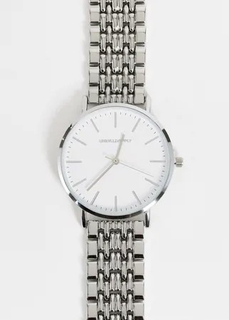 Серебристые часы-браслет с белым циферблатом ASOS DESIGN-Серебряный