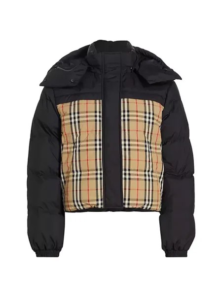 Укороченная куртка в клетку Archive Burberry, цвет archive beige check