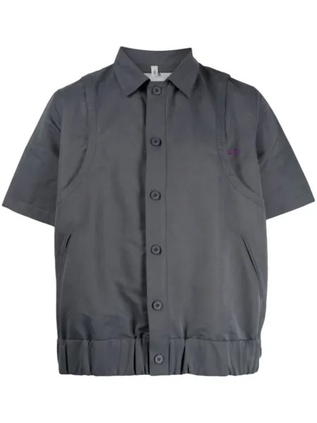 Off Duty panelled short-sleeve shirt, серый