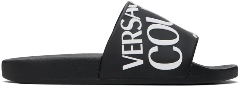 Черные шлепанцы с логотипом Versace Jeans Couture, цвет Black