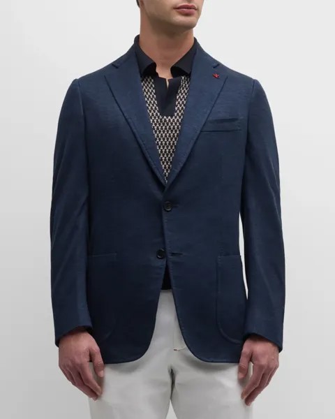 Мужской пиджак из смесового шерстяного джерси Isaia, цвет Dark Blue
