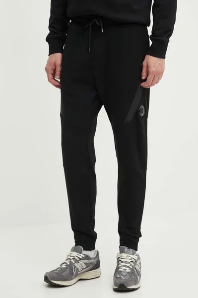 Хлопковые спортивные брюки Diagonal Raised Fleece C.P. Company, черный