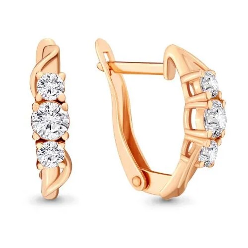 Серьги золото, 585 проба, фианит