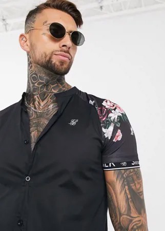 Трикотажная рубашка с короткими рукавами и воротником на пуговицах SikSilk-Многоцветный