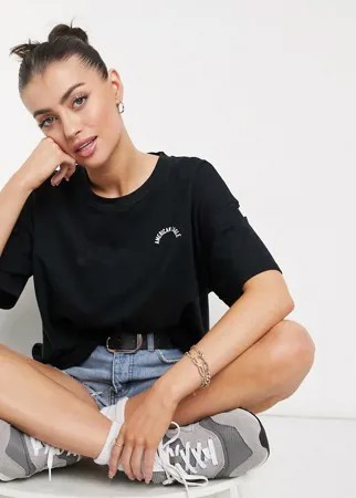Черная футболка свободного кроя American Eagle-Черный цвет