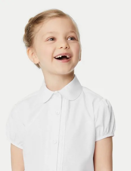 Блузка классического кроя на пуговицах для девочки (2 шт)