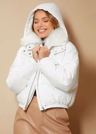 Утепленная куртка из плюша с воротником с капюшоном