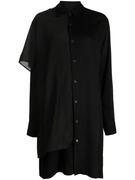 Yohji Yamamoto атласное платье-рубашка, черный