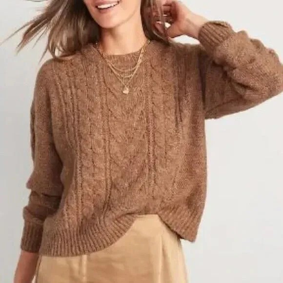 Свитер вязаной вязки Old Navy Camel, размер 3X