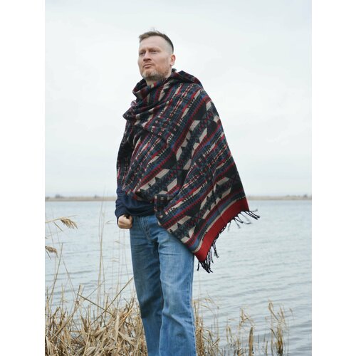 Шарф Dikovina,200х94 см, one size, красный, синий
