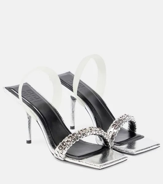 Сандалии G Woven из кожи с украшением Givenchy, серебряный