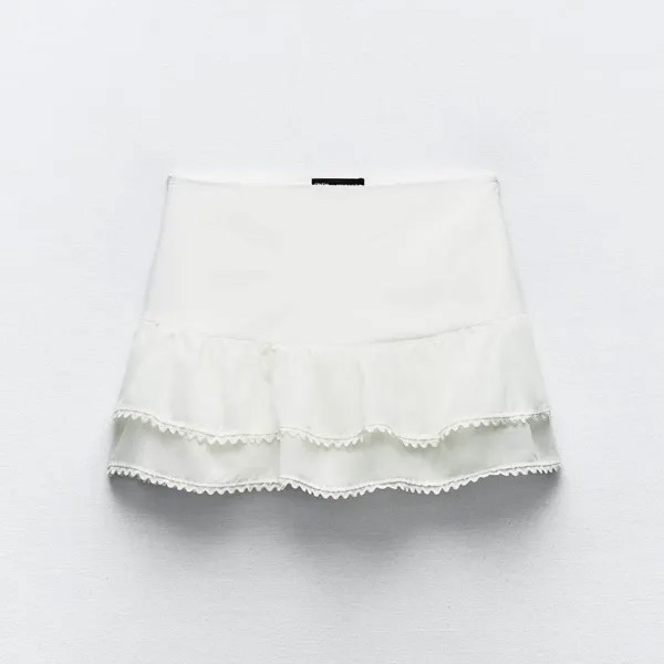 Юбка-мини Zara Frilled, белый