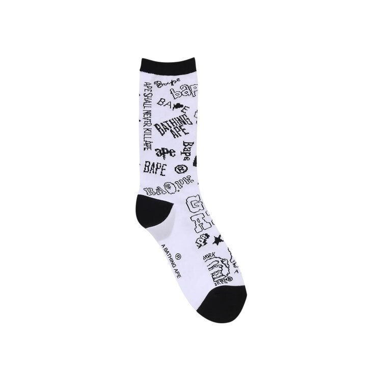 Носки BAPE Graffiti Pattern Socks, белый