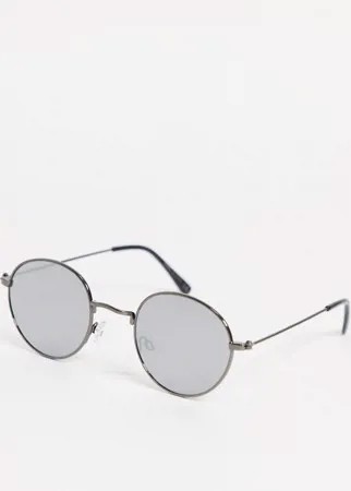 Круглые серебристые солнцезащитные очки River Island-Серебристый