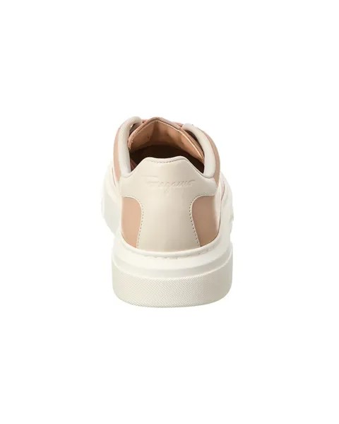 Кожаные кроссовки Ferragamo Mini Vara с цепочкой и орнаментом Salvatore Ferragamo, розовый
