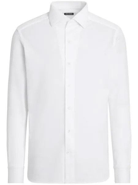 Zegna long-sleeve cotton shirt, белый