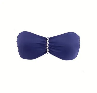 Бикини-топ без бретелек с плетеными помпонами Victorias Secret, темно-синий, маленький