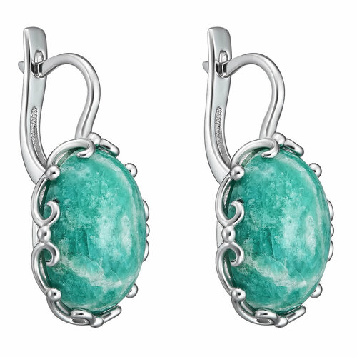 Серьги UVI Ювелирочка, серебро, 925 проба, родирование, амазонит, серебряный
