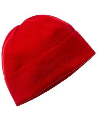Женская шерстяная шапка с вышивкой логотипа Lanvin, красная