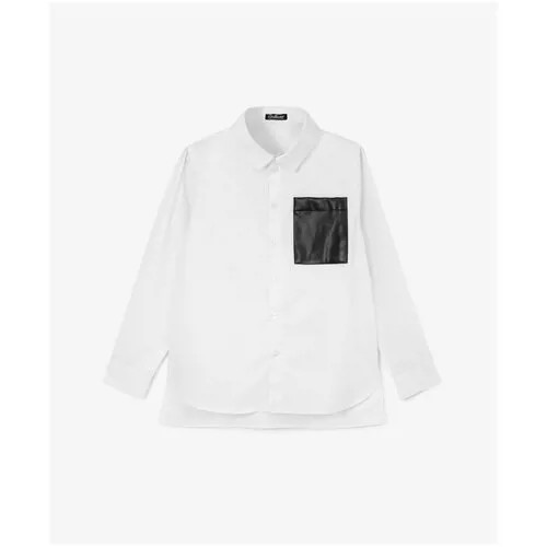 Рубашка свободной формы с контрастным карманом белая Gulliver, размер 170, модель 222GPBJC2301