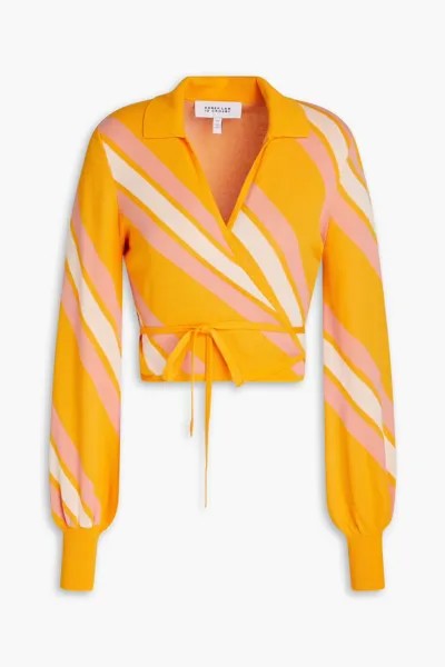 Укороченный топ Leona из смесового хлопка в полоску с запахом Derek Lam 10 Crosby, оранжевый