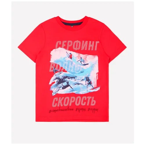 Футболка crockid, размер 128, насыщенно-красный