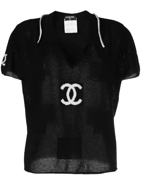 Chanel Pre-Owned кашемировый топ 2001-го года с принтом CC