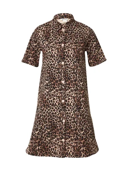 Платье-рубашка Monki, цвет Brown/Cappuccino/Dark Brown