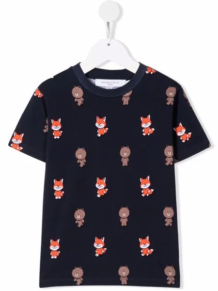 MAISON KITSUNE KIDS футболка с логотипом из коллаборации с Line Friends