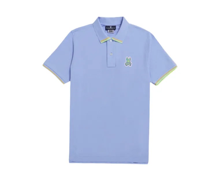 Синяя мужская рубашка поло Psycho Bunny Noah Polo Deco B6K126S1PC-BLUD, синий