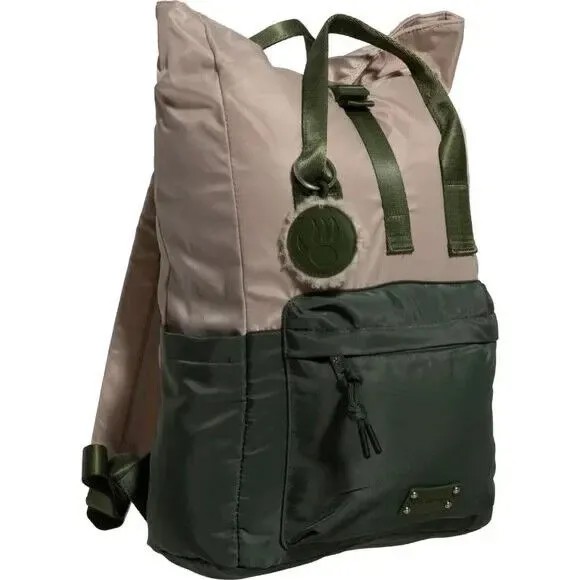 Женский складной рюкзак Bearpaw, размеры 14x9x4 дюймов, регулируемые лямки, оливковый, новинка