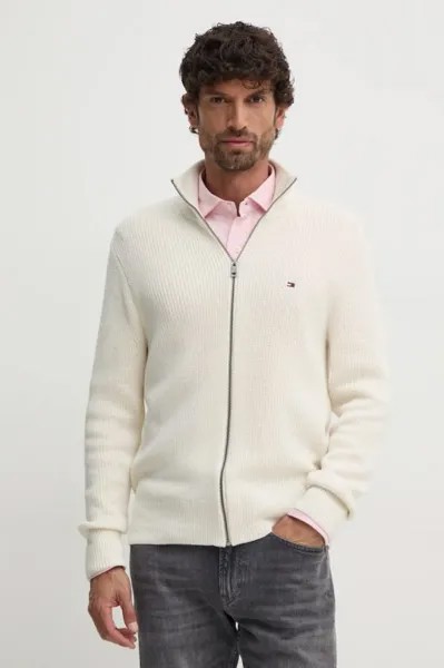 Хлопковый кардиган Tommy Hilfiger, бежевый