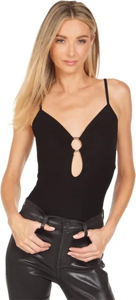 Топ Michael Lauren Coney Spaghetti Keyhole Top with O-Ring, черный