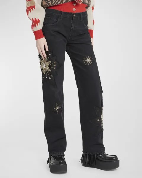Джинсовые брюки с украшением The Wandering Star Alanui