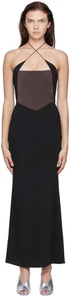 Черно-коричневое платье-макси с корсетом Esteli 16Arlington