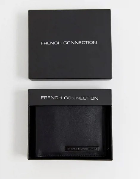 Черный бумажник с металлической планкой French Connection