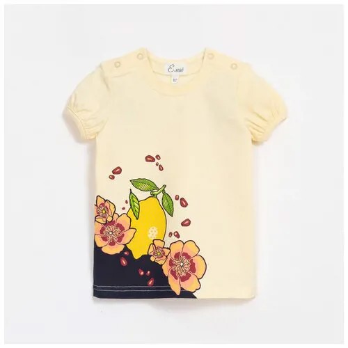 Футболка детская для девочки/футболка для малышей/футболка с коротким рукавом/цв.светло-желтый/рост 74 ог 48